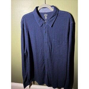 J Crew Shirt Mens XL Blue Indigo Dyed Knit Goods Long Sleeve Button Up